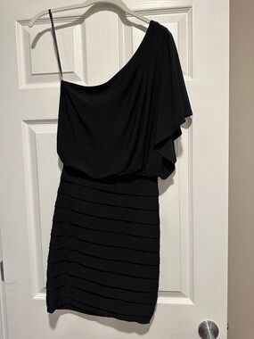 Windsor Black One-Shoulder Draped Cocktail Dress